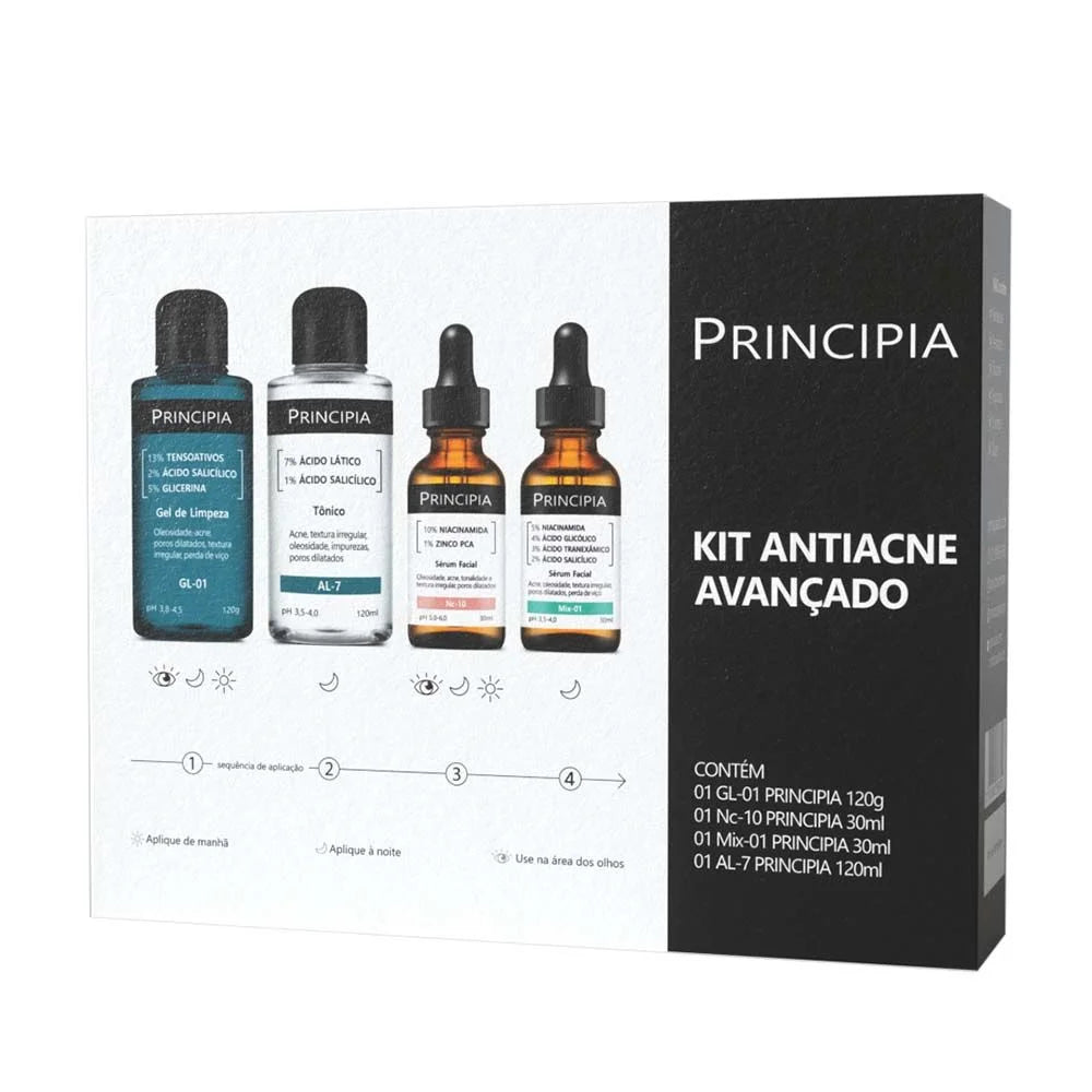KIT ANTI-ACNE AVANÇADO GL-01 + AL-7 + NC-10 + MIX-01